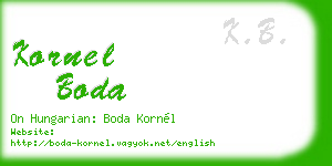 kornel boda business card